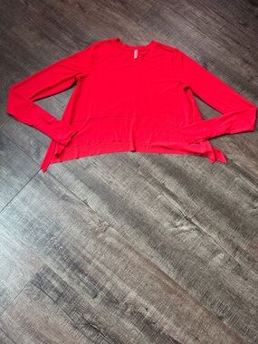 FP Movement by Free People Red Long Sleeve Cropped Pullover